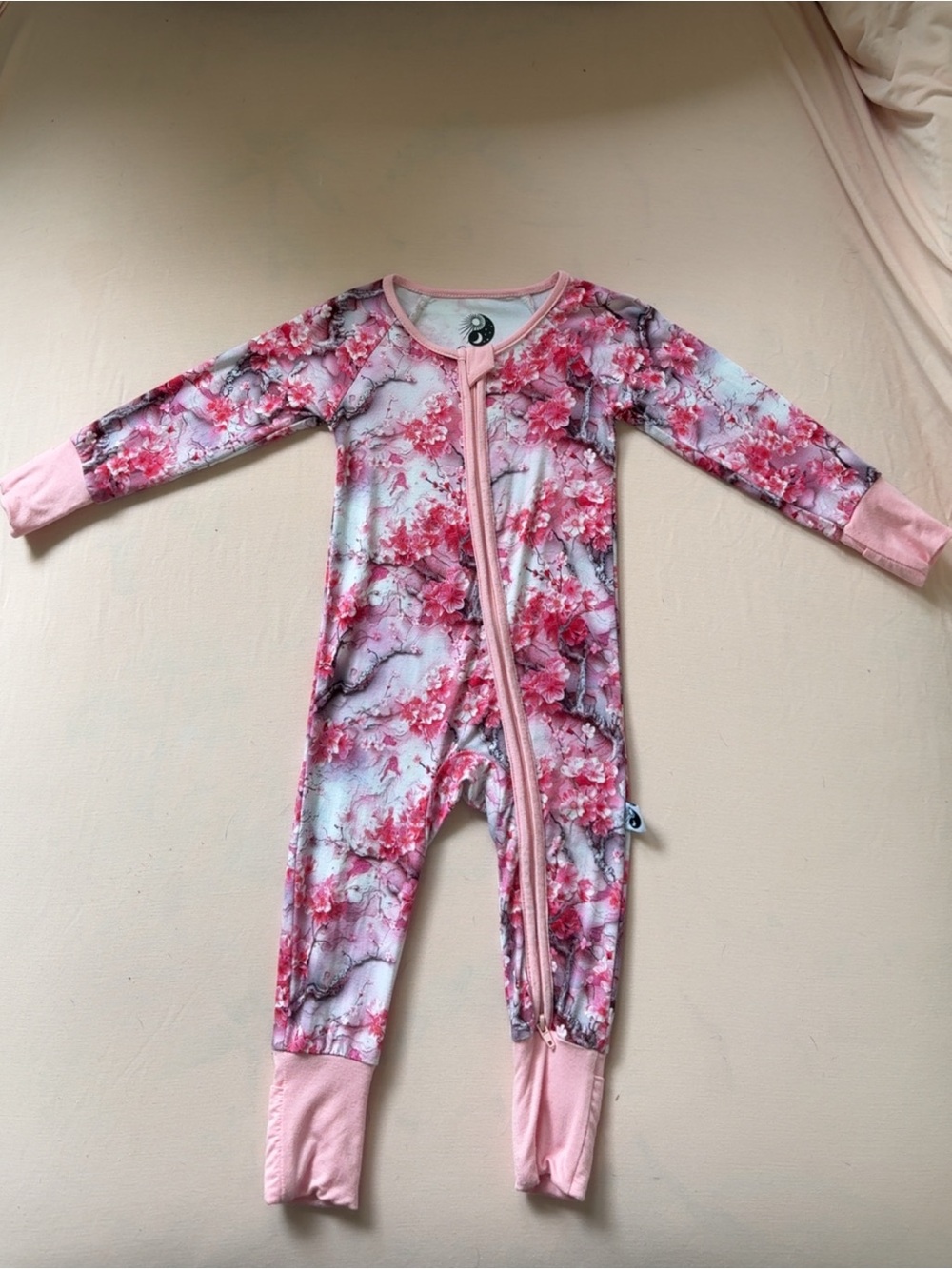 Pre Loved Day & Night Bamboo Cherry Blossoms Floral Pink Zippie